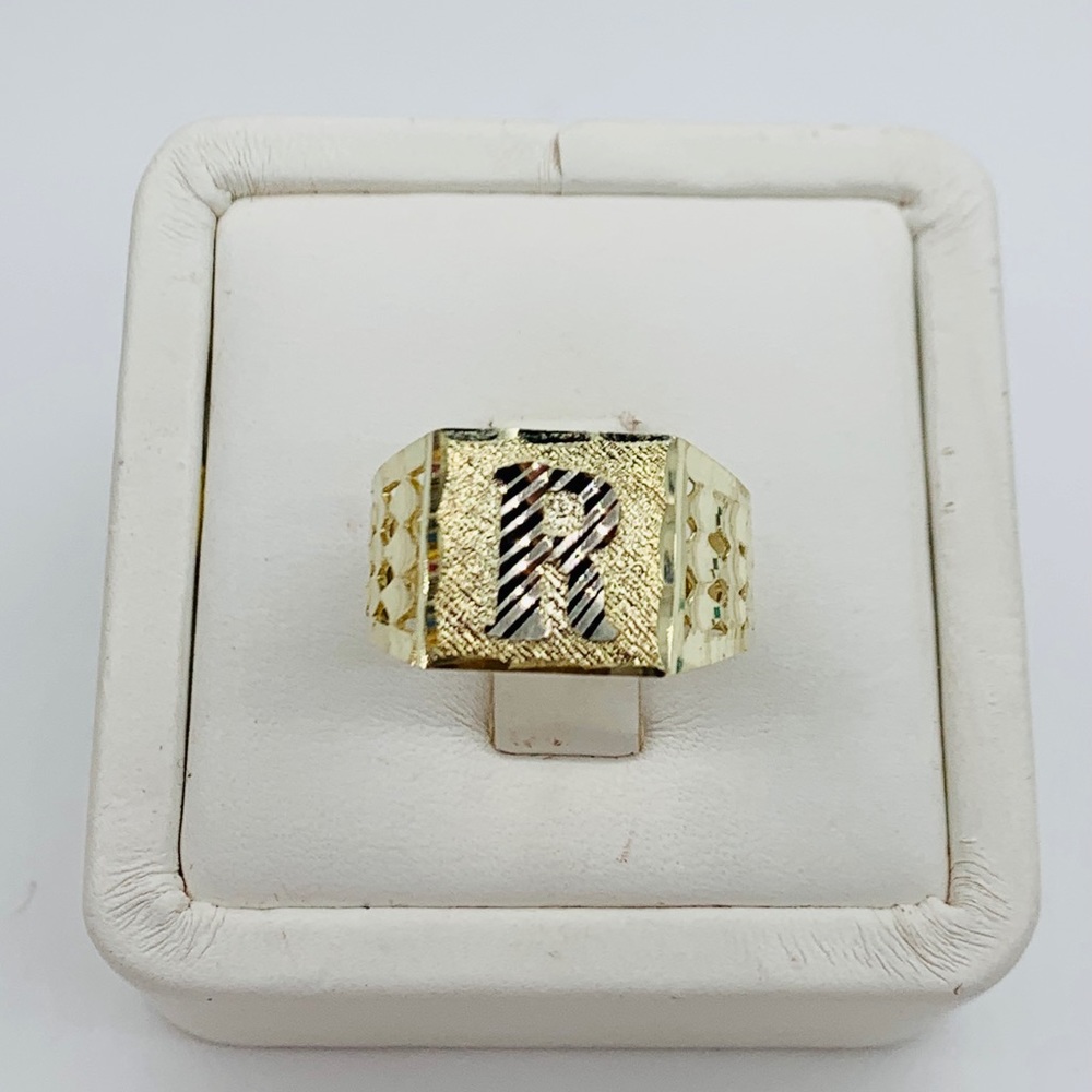 Real 10k solid Gold Initial ring letter R Size 12 - Picture 6 of 6